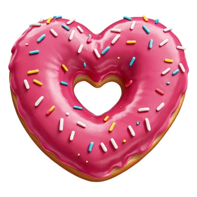 Realistic isolated heart shaped donut with red frosting. sticker