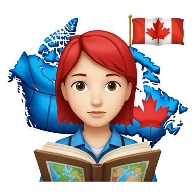 A person studying with a map of Canada in the background sticker
