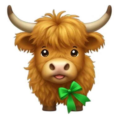 Maple the highland cow with a green bow on top sticker