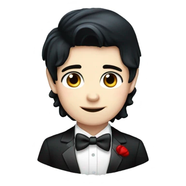 Pretty Pale Boy with blue eyes, shiny black hair and wearing Tuxedo with red bowties sticker