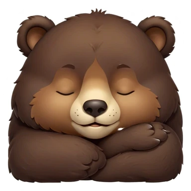 Meme-Worthy Cute Sleeping Bear Portrait Emoji, Head resting peacefully with a contented smile, showcasing a massive, robust build and a luxuriously soft dark brown fur, eyes shut in a serene, restful nap, Simplified yet hilariously adorable features, highly detailed, glowing with a soft, drowsy light, high shine, relaxed and utterly lovable, stylized with an air of playful laziness, bright and heartwarming, soft glowing outline, capturing the essence of a comically sleepy bear, so meme-worthy it feels like it could instantly become the next viral sensation of adorable slumber! sticker