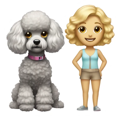 toy poodle and blonde girl sticker