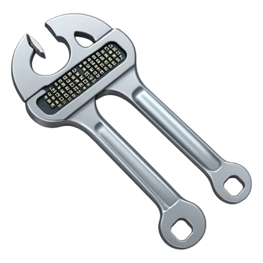 A digital wrench tool with binary code texture, zeros and ones visible on the surface sticker