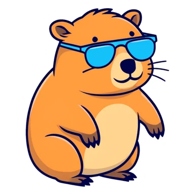 Capybara with sunglasses sideways sticker