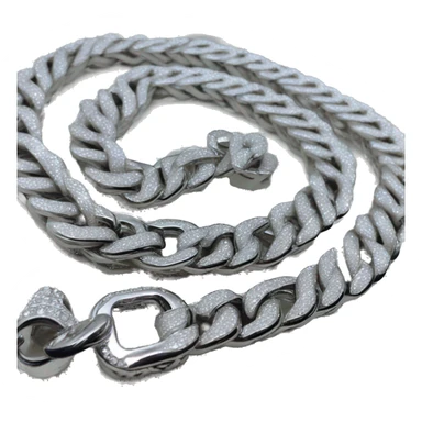 iced out bling cuban link chain silver sticker