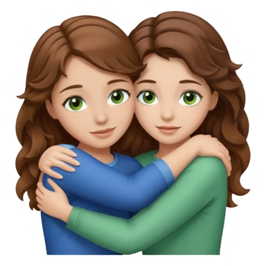 make me and my best friend togheter i have brown hair that falls on my shoulders and brown eyes and she has really long wavy light brown hair and green/blue eyes we are hugging or taking a selfie  sticker