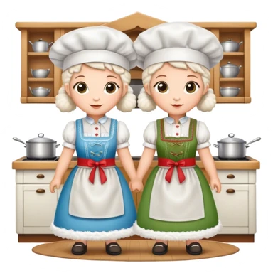 two lambs as cooks and in dirndls sticker