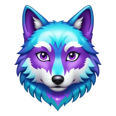 glitter purple and cian lobo sticker