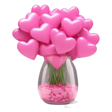 10000000 huge pink hearts on stems in a clear glass vase sticker