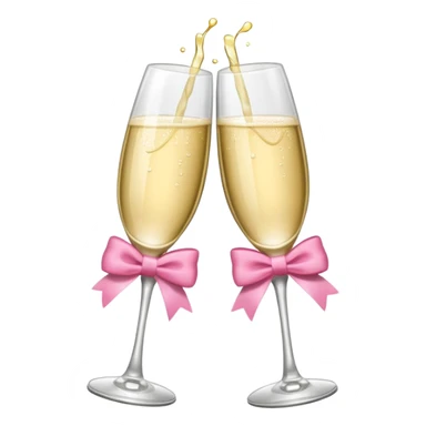 2 champagne flutes clinking with pink bows on both glasses sticker