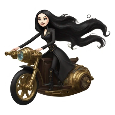 Jedi Morticia Addams riding  a Jumpspeeder anti-gravity repulsorlift swoop steampunk  sticker
