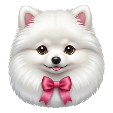 Cute white pomeranian dog with ribbon sticker