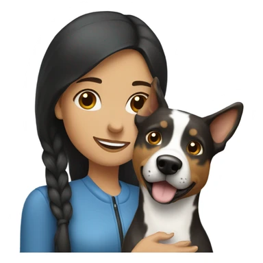 brunette girl with blue heeler sticker