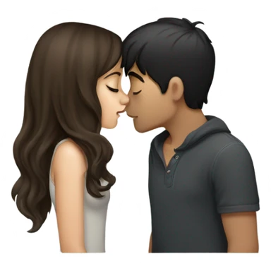 Light brunette girl Kissing boy with dark hair and beats sticker