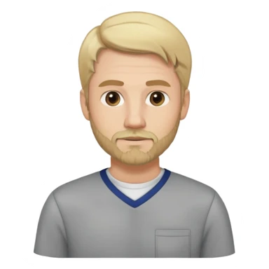 male teacher with a slight blonde beard with blonde hair tucked to one side. Has PE clothes on sticker