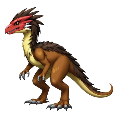 Dark Furry feather-mane Cool Edgy shiny Digimon-Fakemon-Guilmon-Velociraptor full body   sticker