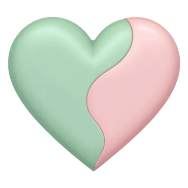 A half pastel green half pastel pink heart sticker