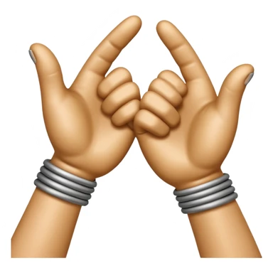 Apple-style 3D emoji of two cartoon hands tightly gripping and bending a solid metal rod, showing visible strain and tension lines around the bend, with dynamic motion curves to emphasize the effort, realistic lighting and smooth Apple emoji texture, no background. sticker