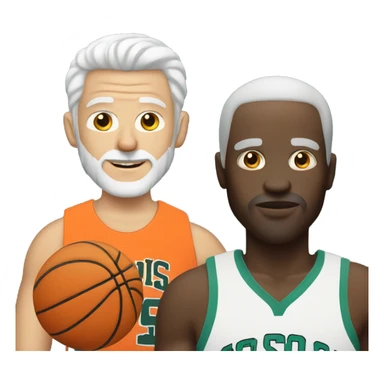 white man with white hair and basketball player sticker