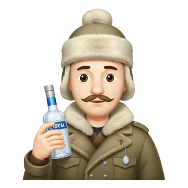 drunk Russian man with vodka bottle and ushanka hat sticker