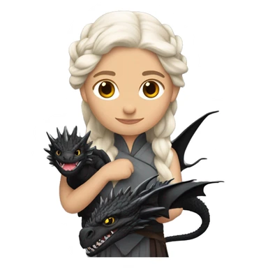 Daenerys Targaryen with black Drogon in her hands sticker