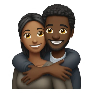 Black couple hug with warm smiles sticker