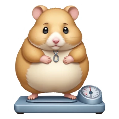 fat hamster pregnant belly stepping on a broken scale looking guilty sticker