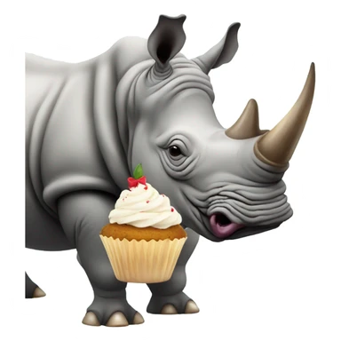 Rhino eating a cupcake sticker