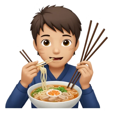 can you generate me a avatar of a male eating a bowl of pho? make it more anime. Make the person slurping on the noodles sticker