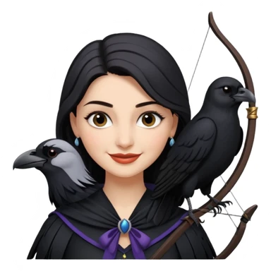 Alysanne Blackwood from Game of Thrones. She is known as black aly and is the Wife of Cregan Stark. I have her looking like Hande Erçel. Show her with a raven and a bow. Have her smirking, smiling, laughing sticker