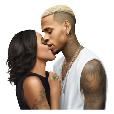 Hyper Realistic Chris Brown  Karruche Tran romantic photo  sticker