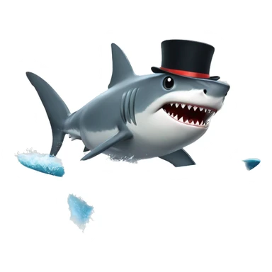 Shark with top hat surfing sticker