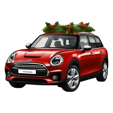Red Mini Cooper Clubman decorated for Christmas sticker