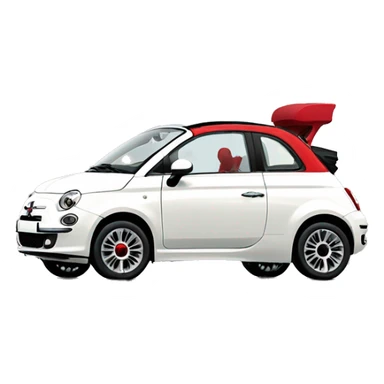 Fiat 500 Cabrio white red sticker