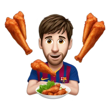 Leo Messi eating chicken wings sticker