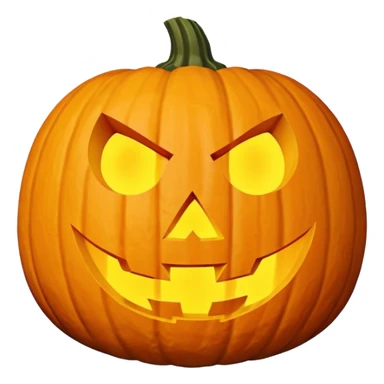 single Halloween pumpkin, carved jack-o'-lantern face, glowing inside, isolated on white background, high detail, soft natural lighting, no text, no watermark --ar 1:1 --v 6
 sticker