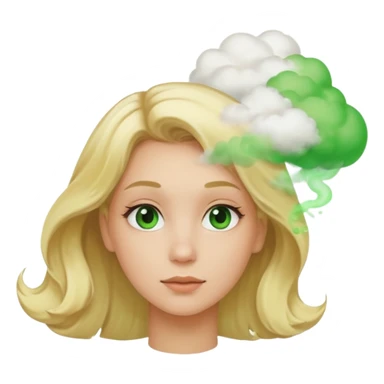 A sideways woman with blonde hair farting green gas sticker