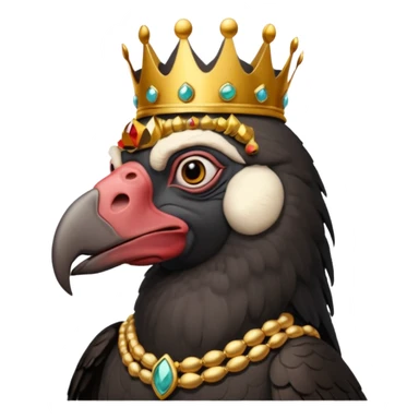 old black king vulture wearing crown looking ahead sticker