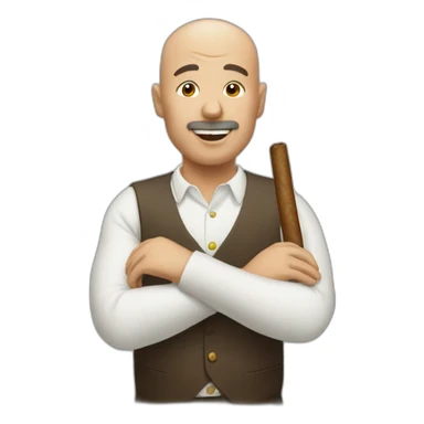 bald man with cigar sticker