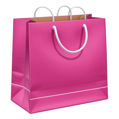 Fuchsia pink paper bag with white handles, repeating 'DRUNI' pattern in light pink and a vertical white 'DRUNI' in the center, iOS emoji style, shiny and realistic. sticker