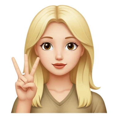 Blonde girl posing for photo peace sign  sticker
