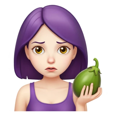 annoyed girl with eggplant sticker