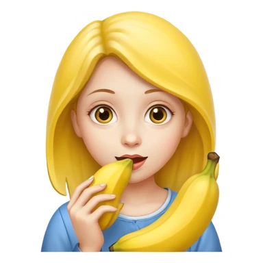 girl eating banana curiously sticker