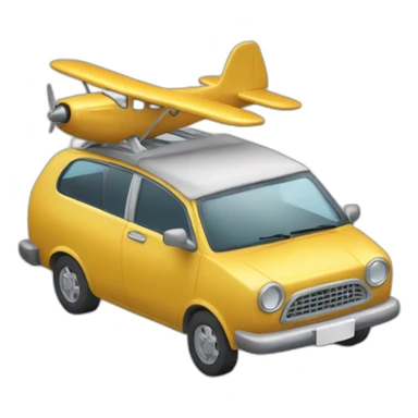 Une voiture accroché a un avion sticker