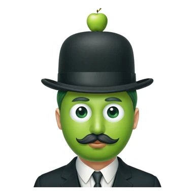 Magritte “the son of man” with green apple instead of head sticker