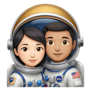 Asian Astronaut couple cuddling  sticker