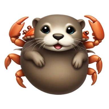 really cute otter on its back with a crab sticker