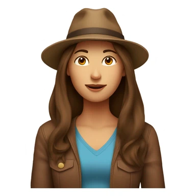 Mom with long brown hair and son with a hat sticker