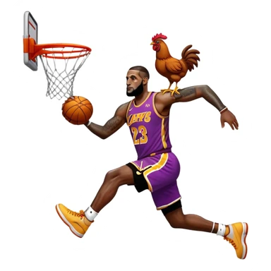 LeBron James dunking on a chicken sticker