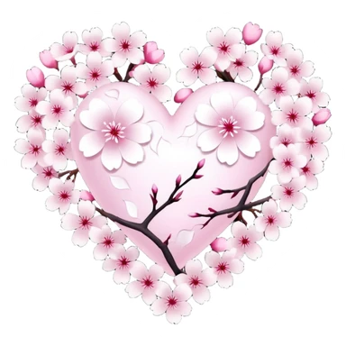 halloween sakura heart, heart made of white sakura petals with pink accents sticker